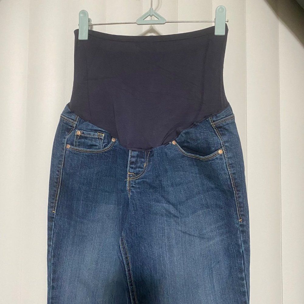 Old Navy Maternity Denim blue jeans.  Panel provides gentle back support as your - Picture 3 of 7